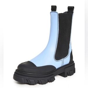 Ganni Chelsea placid blue mid lug boots 36=6